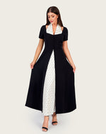 Luxury Black Crepe Dress with Polka Dot Satin Halter Detail - Noētic