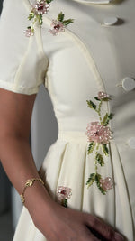 Luxury Butter Yellow Hand-Embellished Crepe Dress - Noētic