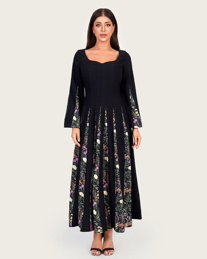 Luxury Crepe Maxi Ankle Length with Floral Light Crepe Inserts