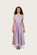 Luxury Lavender Hand-Embellished Crepe Dress - Noētic
