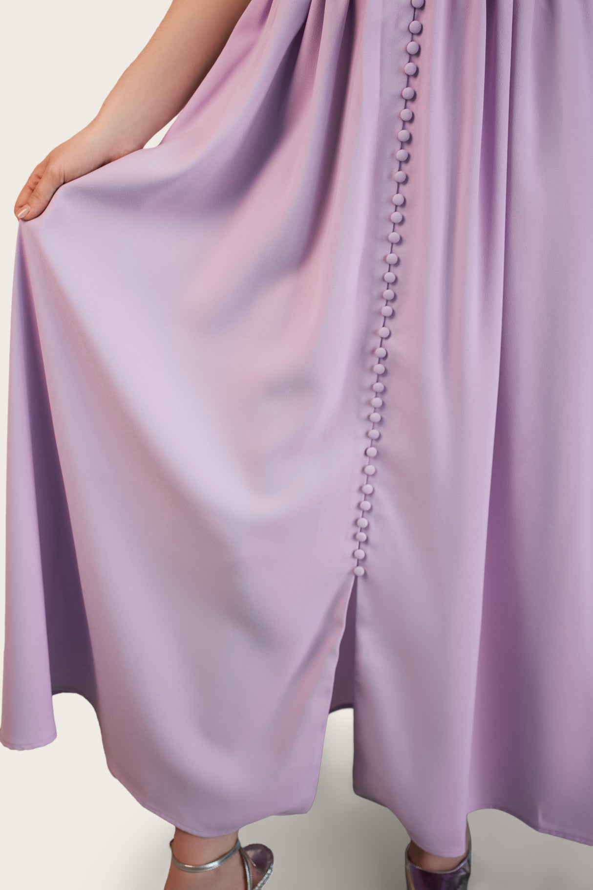 Luxury Lavender Hand-Embellished Crepe Dress - Noētic