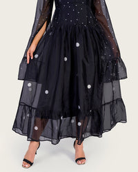 Luxury Lightweight Organza Maxi Dress with Polka Dot Detail - Noētic