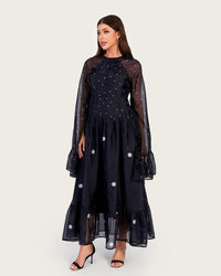 Luxury Lightweight Organza Maxi Dress with Polka Dot Detail - Noētic
