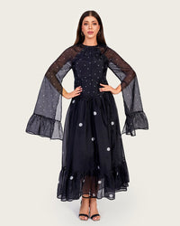Luxury Lightweight Organza Maxi Dress with Polka Dot Detail - Noētic