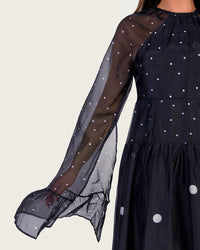 Luxury Lightweight Organza Maxi Dress with Polka Dot Detail - Noētic