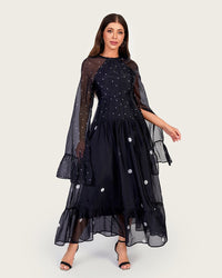 Luxury Lightweight Organza Maxi Dress with Polka Dot Detail - Noētic
