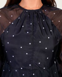 Luxury Lightweight Organza Maxi Dress with Polka Dot Detail - Noētic