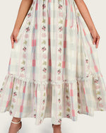 Luxury Linen Maxi Dress with Floral Print & Fringe Detail - Noētic