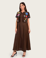 Luxury Linen Two-Piece Set with Hand-Appliqué Floral Embroidery - Noētic