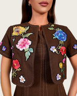 Luxury Linen Two-Piece Set with Hand-Appliqué Floral Embroidery - Noētic