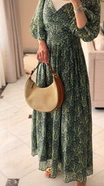 Luxury Linen Voile Floral Dress with Scalloped Sweetheart Neckline - Noētic