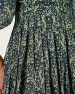 Luxury Linen Voile Floral Dress with Scalloped Sweetheart Neckline - Noētic