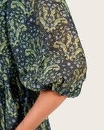 Luxury Linen Voile Floral Dress with Scalloped Sweetheart Neckline - Noētic