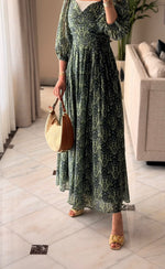 Luxury Linen Voile Floral Dress with Scalloped Sweetheart Neckline - Noētic