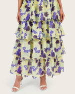 Luxury Linen Voile Floral Maxi Dress with Matching Cape - Noētic