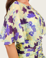 Luxury Linen Voile Floral Maxi Dress with Matching Cape - Noētic