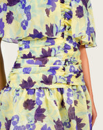 Luxury Linen Voile Floral Maxi Dress with Matching Cape - Noētic