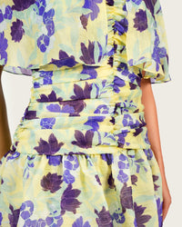Luxury Linen Voile Floral Maxi Dress with Matching Cape - Noētic