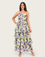 Luxury Linen Voile Floral Maxi Dress with Matching Cape - Noētic