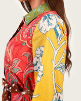 Luxury Modest Poplin Maxi Dress with Bambi & Mixed Artistic Prints - Noētic