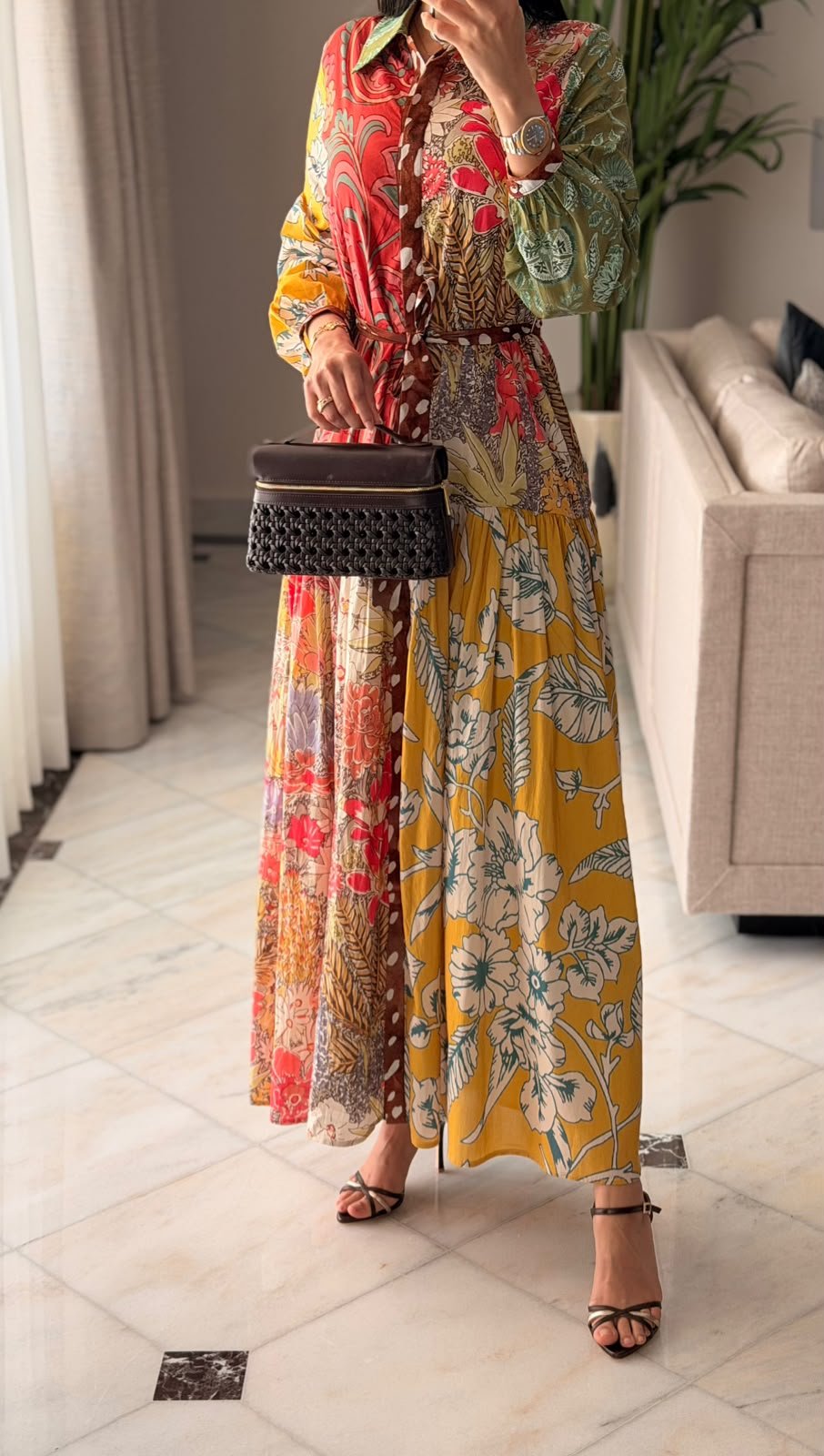 Luxury Modest Poplin Maxi Dress with Bambi & Mixed Artistic Prints - Noētic
