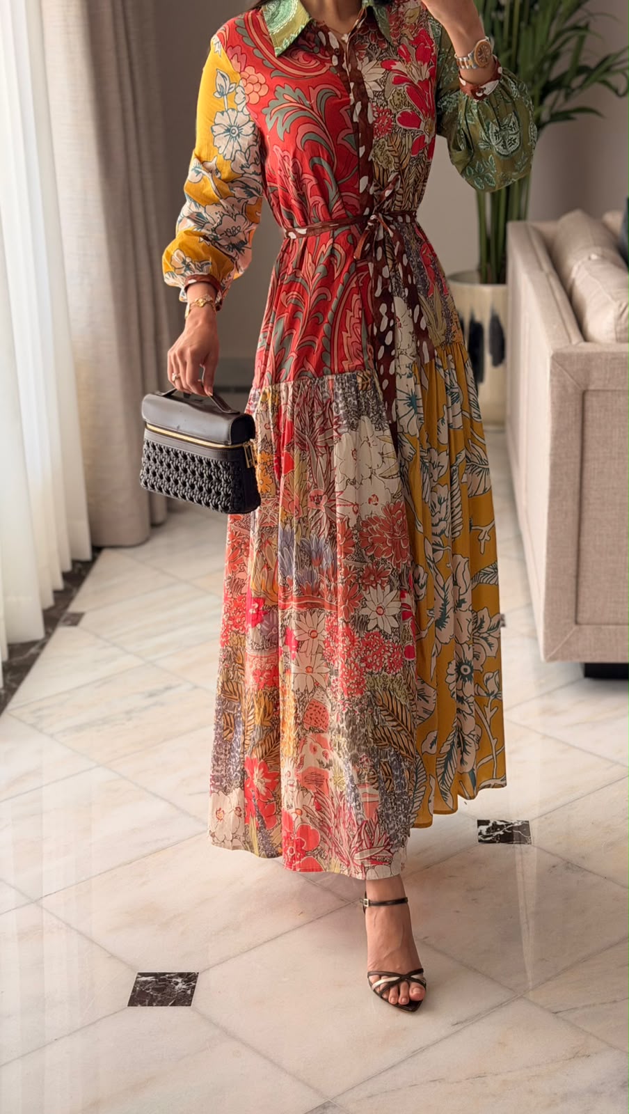 Luxury Modest Poplin Maxi Dress with Bambi & Mixed Artistic Prints - Noētic
