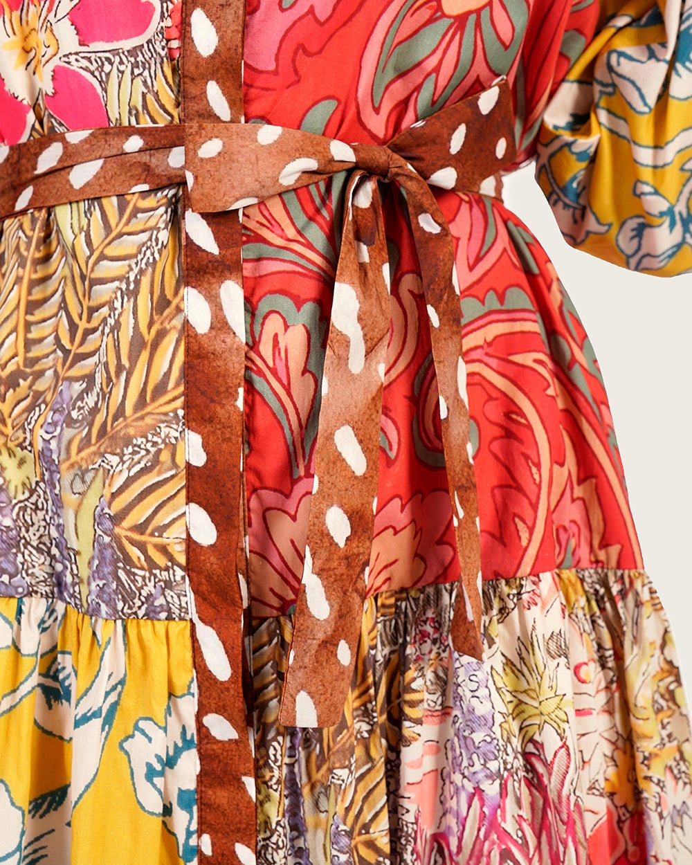 Luxury Modest Poplin Maxi Dress with Bambi & Mixed Artistic Prints - Noētic