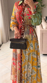 Luxury Modest Poplin Maxi Dress with Bambi & Mixed Artistic Prints - Noētic