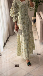 Luxury Poplin A-Line Ankle Length Dress with Floral Print & V-Neck - Noētic