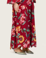 Maroon Red Floral Maxi Dress with Square Neckline - Noētic