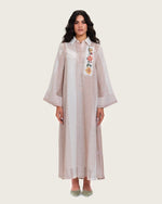 Maxi Shirt Dress with Handcrafted Floral Embroidery - Noētic