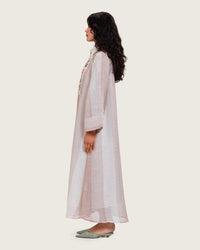 Maxi Shirt Dress with Handcrafted Floral Embroidery - Noētic