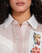 Maxi Shirt Dress with Handcrafted Floral Embroidery - Noētic