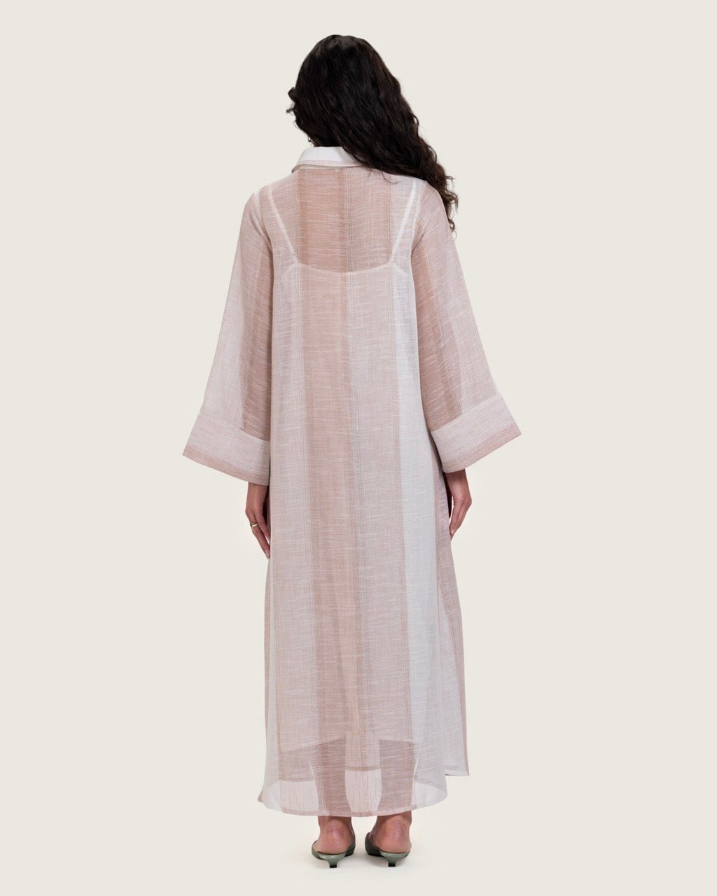 Maxi Shirt Dress with Handcrafted Floral Embroidery - Noētic