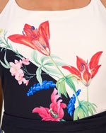 Midnight Bloom Swimsuit Set with Wrap Skirt Cover-Up - Noētic