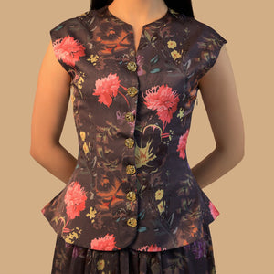 Midnight Floral with Gold Details Dress - Noētic