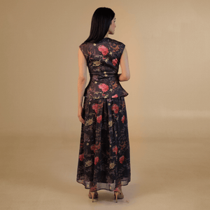 Midnight Floral with Gold Details Dress - Noētic