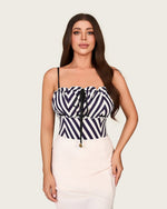Nautical Stripe Swimsuit Set with Adjustable Straps & Skirt Cover-Up - Noētic