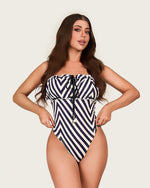 Nautical Stripe Swimsuit Set with Adjustable Straps & Skirt Cover-Up - Noētic