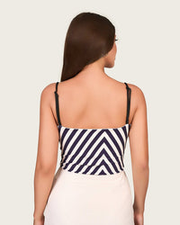 Nautical Stripe Swimsuit Set with Adjustable Straps & Skirt Cover-Up - Noētic