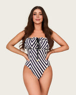 Nautical Stripe Swimsuit Set with Adjustable Straps & Skirt Cover-Up - Noētic