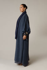 Navy Blue Abaya with Sunflower Beaded Details - Noētic