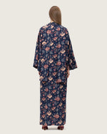Navy Floral Open Abaya Dress - Noētic