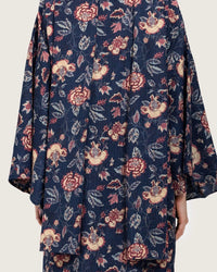 Navy Floral Open Abaya Dress - Noētic