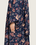 Navy Floral Open Abaya Dress - Noētic