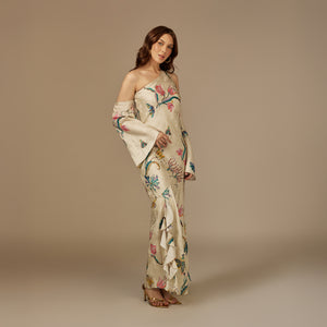 Whimsical Blooms: Satin Jacquard Dress