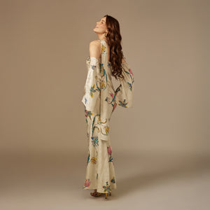 Whimsical Blooms: Satin Jacquard Dress