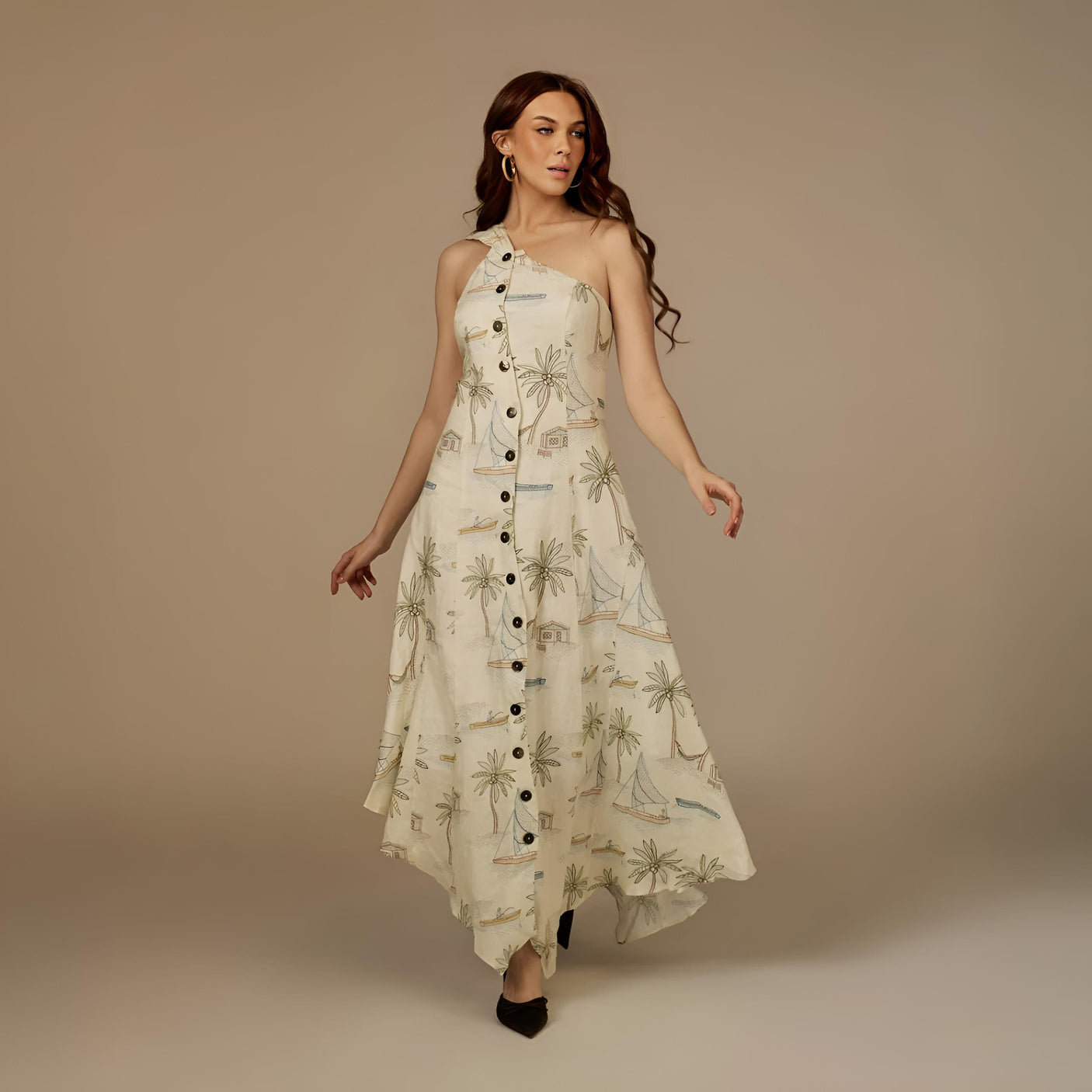Coastal Printed Linen Dress