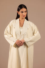 Off-White Embellished Blazer-style Abaya - Noētic