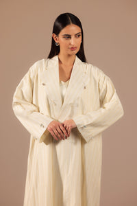 Off-White Embellished Blazer-style Abaya - Noētic